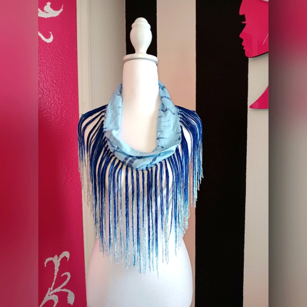 Charming Charlie Vibrant Blue Fringe Scarf